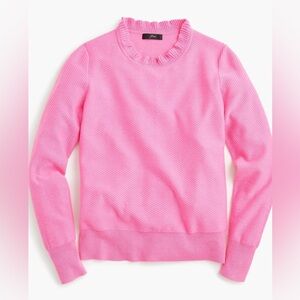 J.Crew Ruffle-Neck Pullover Sweater in Pink